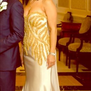 Gold and Champagne mermaid dress, detachable tail